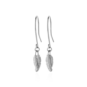 Boh Runga Jewellery Mini Duo Miromiro Feather Earrings Silver