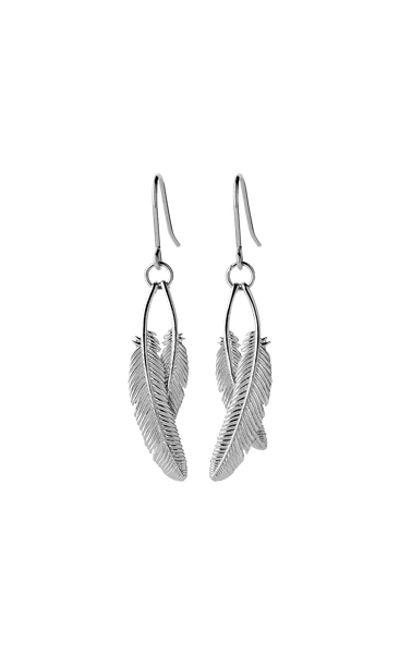 Handmade Long White Feather Dangle Earrings With Solid Silver 925 Hooks