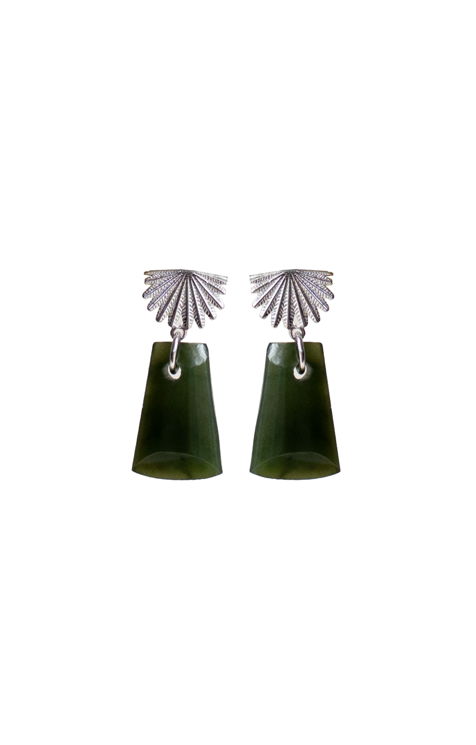 Pounamu Toki Fan Tail Earrings