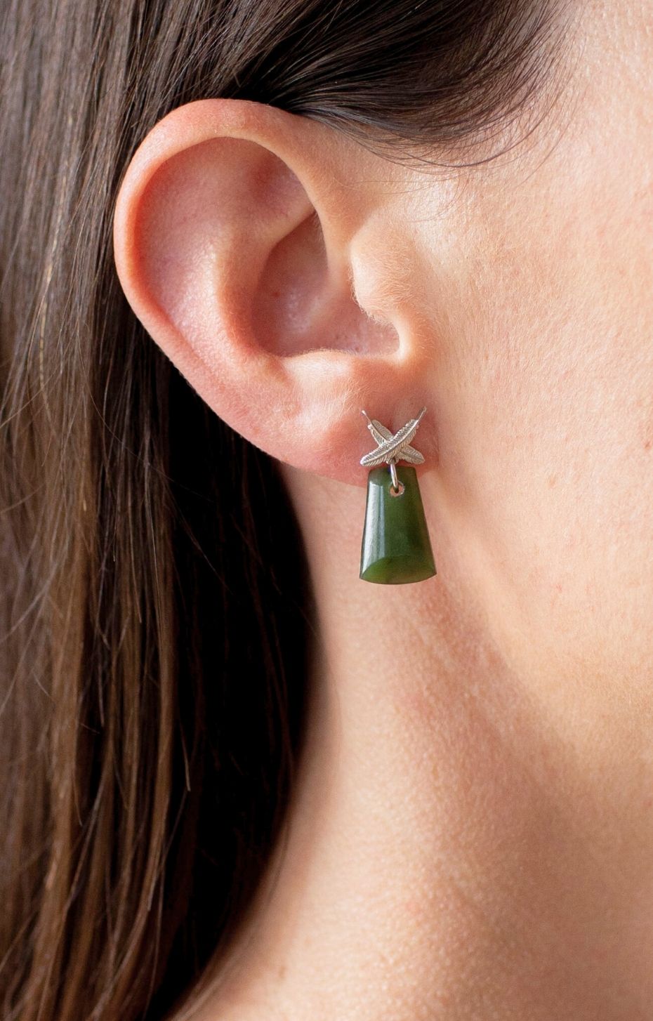 Pounamu Toki Feather Kisses Earrings