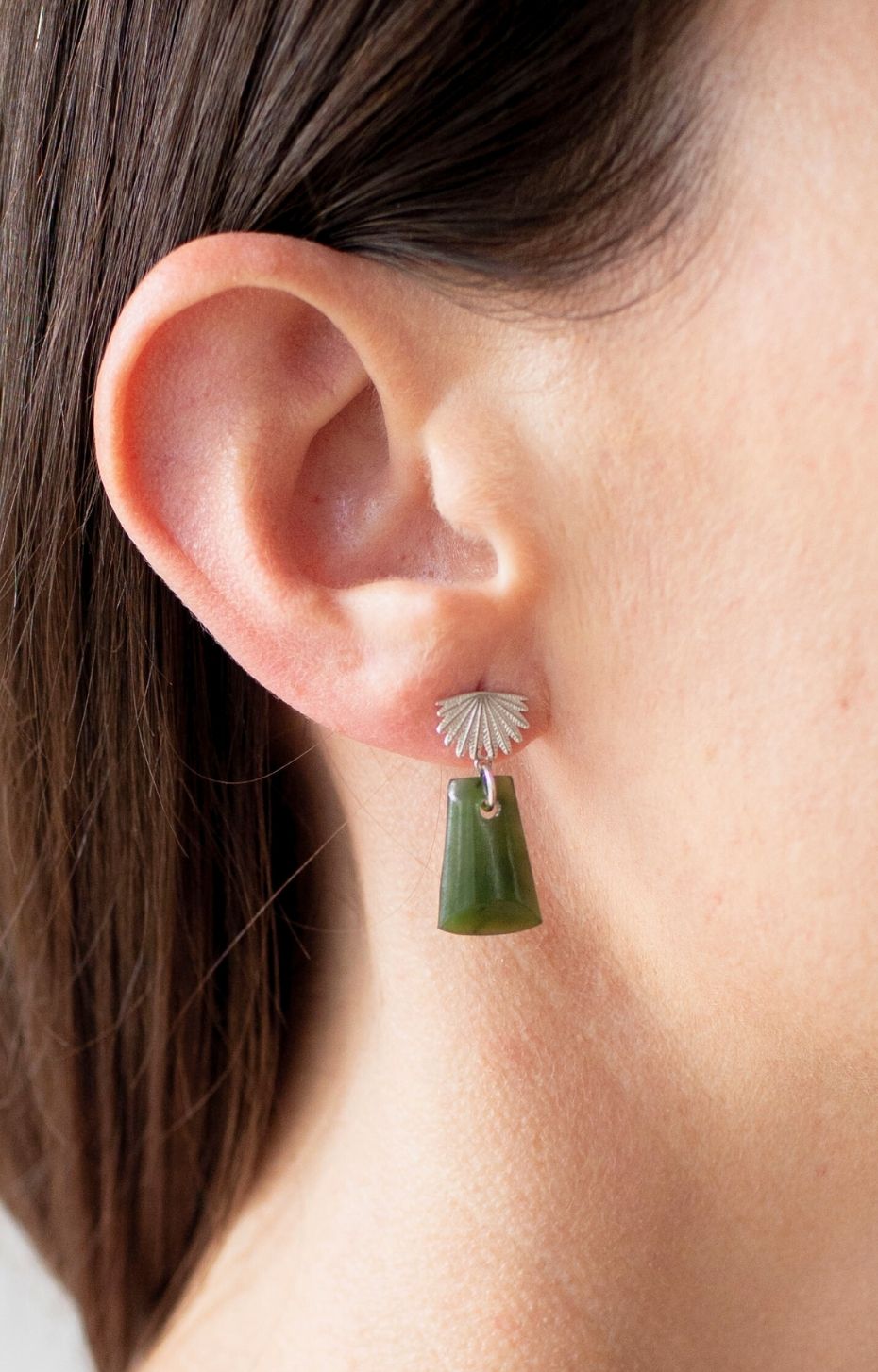 Pounamu Toki Fan Tail Earrings