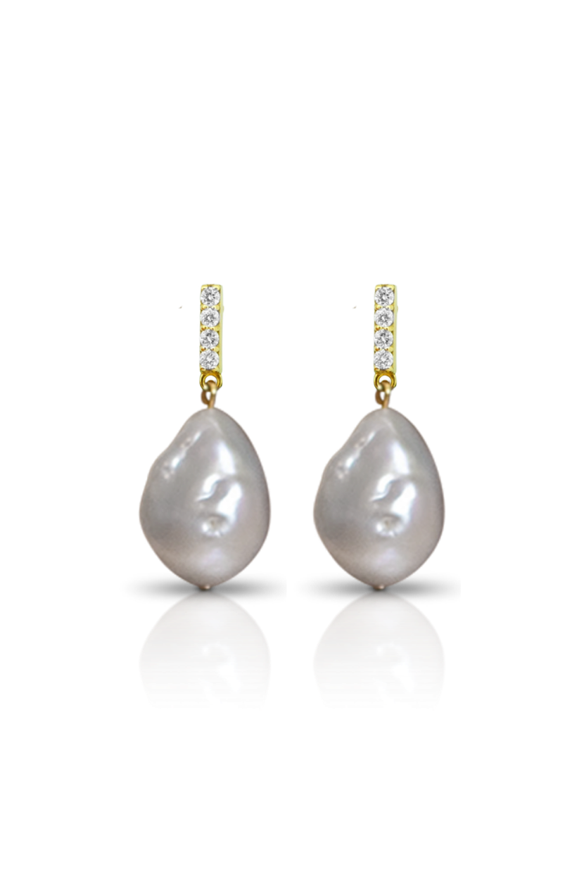 Diamond Pearl Drop Earring