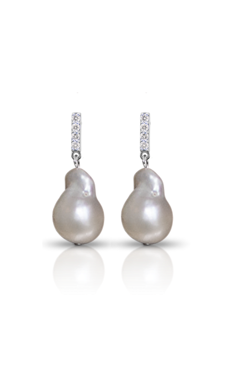 Diamond Pearl Drop Earring