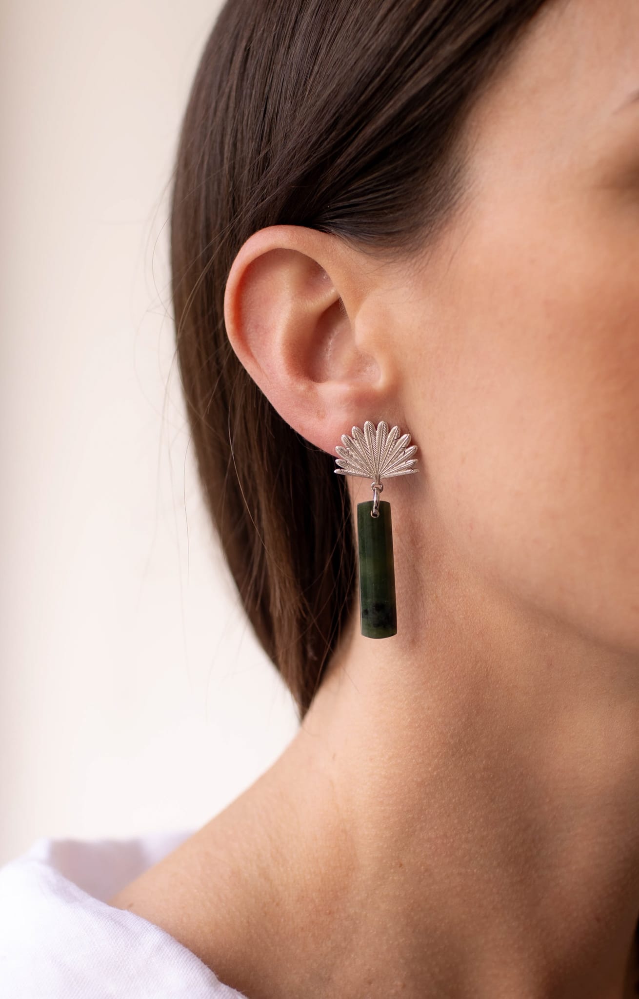 Pounamu Pīwakawaka Drop Earring