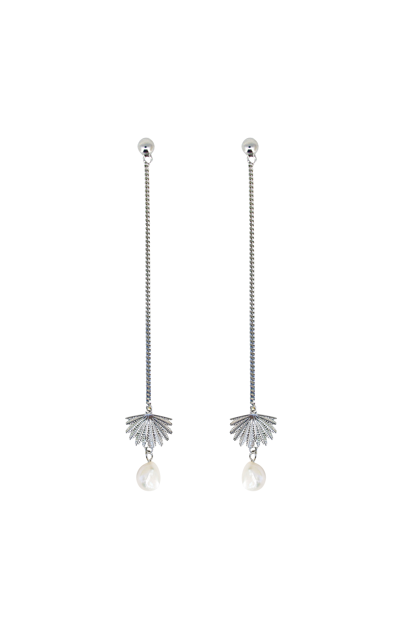 Fan Tail Pearl Drop Earrings