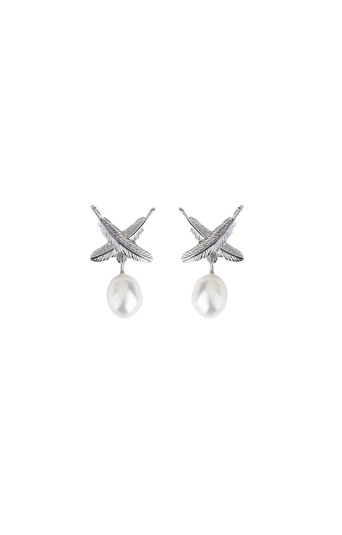 Feather Kisses Pearl Studs