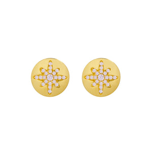 Starburst Button Stud 14CT Yellow Gold Plated