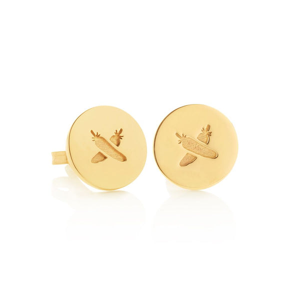 Discologo Studs 9CT Yellow Gold