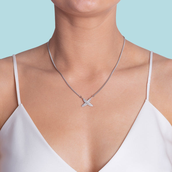 Used B/Standard] TIFFANY&Co. Tiffany Kiss 1P Diamond Silver 925 Women's  Necklace 20414347